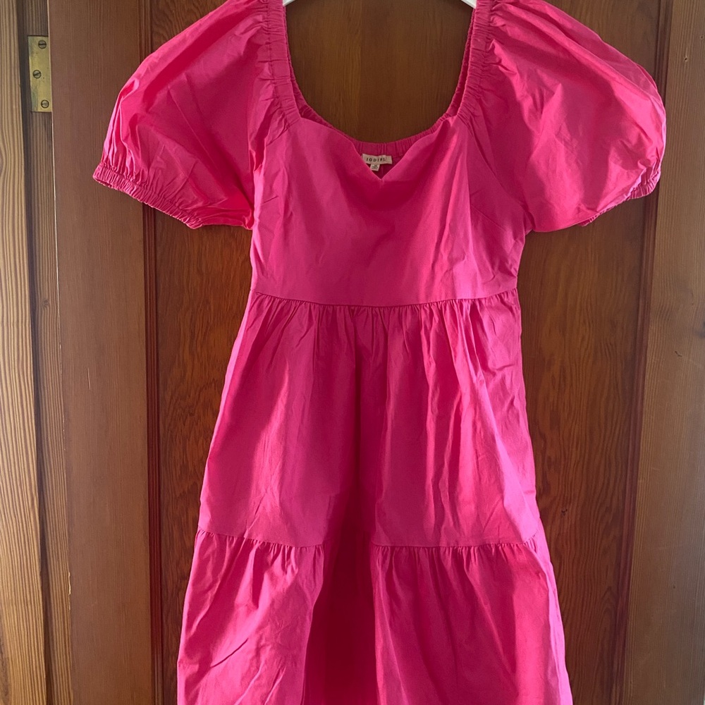 Pink Puff Sleeve Boutique Dress